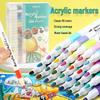 80-Color Acrylic Watercolor Markers Set for Kids - PVC Box with Layerable Graffiti Paintbrushes