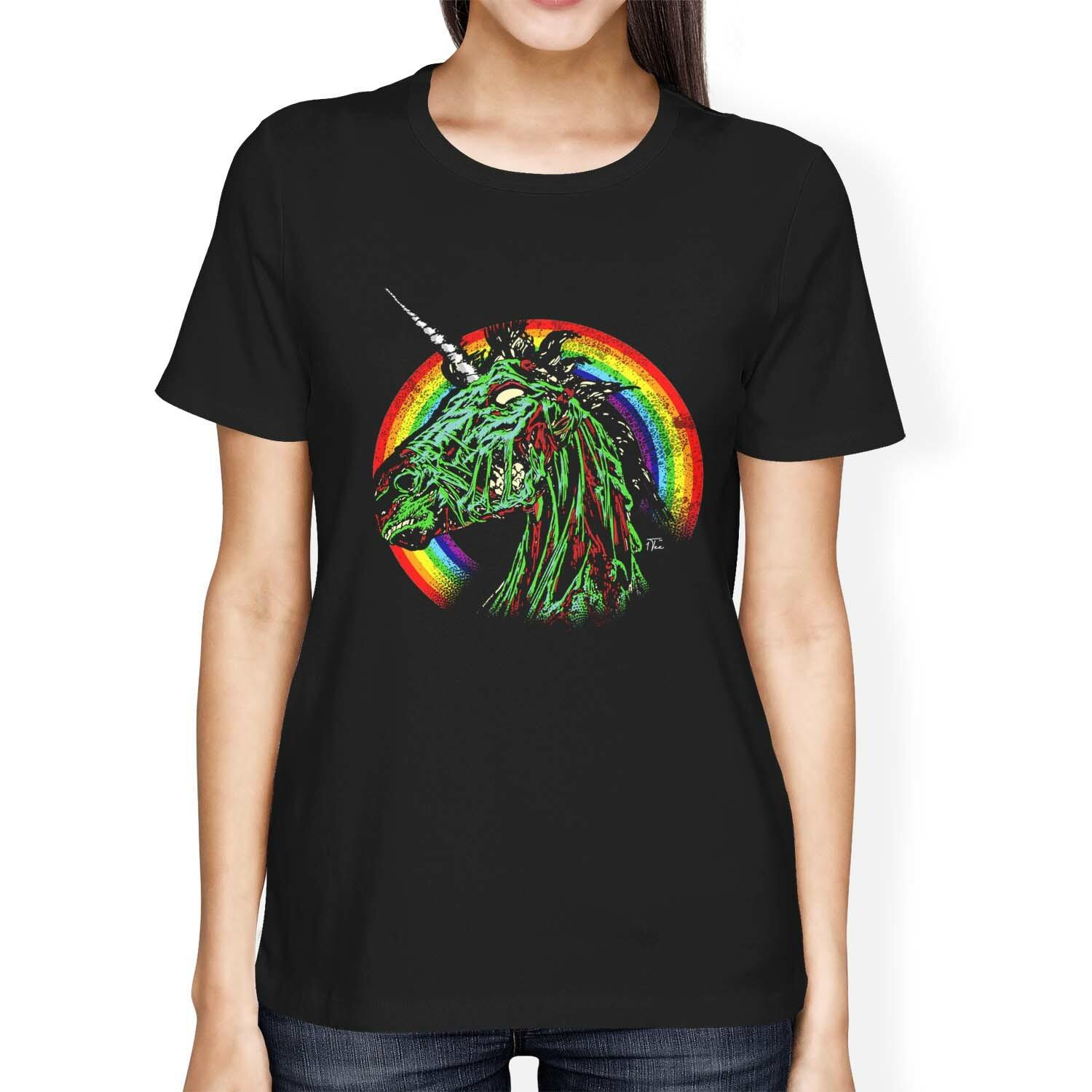 1Tee Womens Loose Fit Zombie Unicorn Rainbow T-Shirt XXL