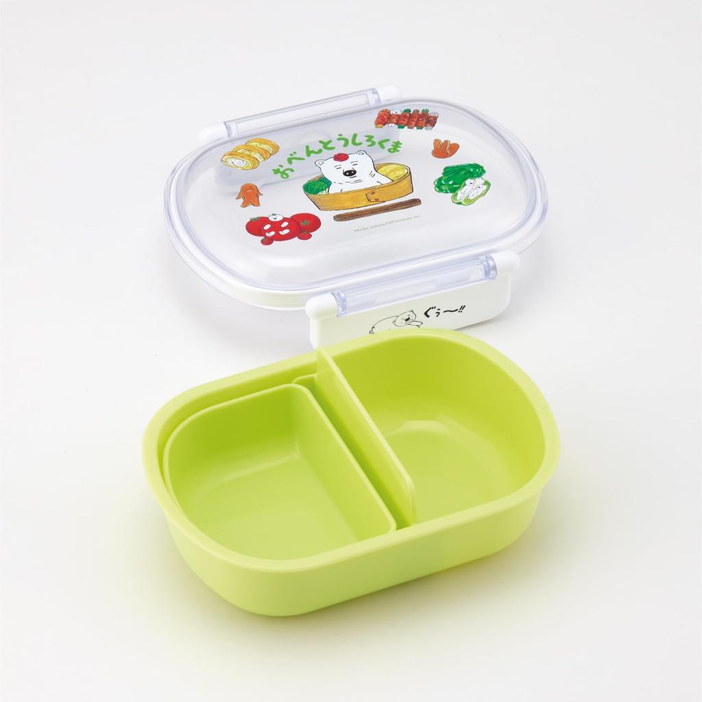 Skater Lunch Box for Children, 360ml, with a lid that allows for easy packing, made in Japan, single layer, dishwasher safe, microwave safe, polar