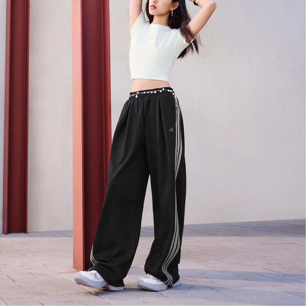 Adidas Dance Interlock Pant Three Stripe Loose Fit Banana Pants Twisted Drawstring Casual Pants Women pants KR7594