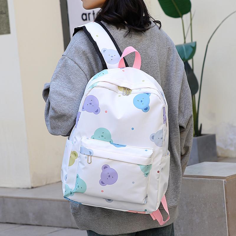 3pcs Women Travel Schoolbag with Lunch Box Pencil Case Large Capacity College Knapsack Student Bookbag Cartoon Pattern Backpacks