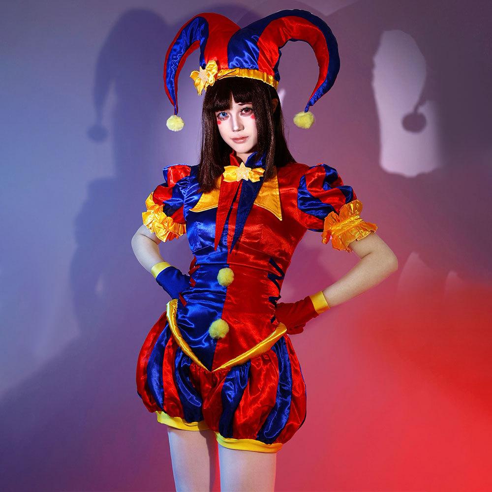 Pomni Cosplay Costumes Clown Uniform Anime The Amazing Digital Circus Role Play Halloween Carnival Party Outfit