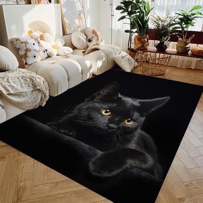 Black Cat Printed Carpet Living Room Bedroom Decoration Non-slip Rug Parlor Floor Mat Surface Comfortable Carpet Birthday Gift