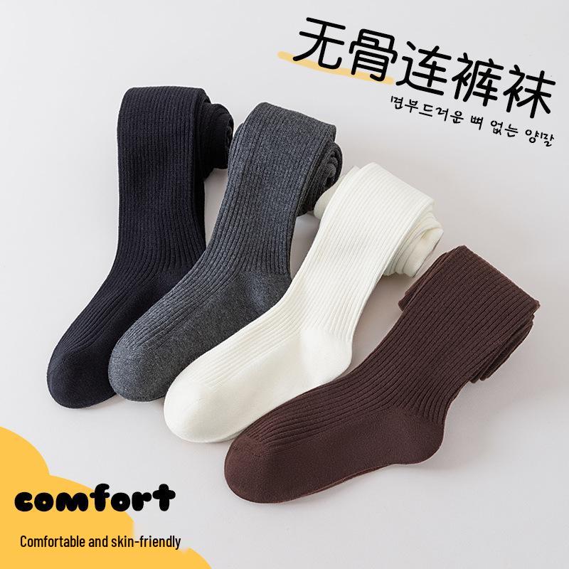 Children's TikTok Style Thin Fleece Tights - Autumn/Winter - Gray/Black Leggings