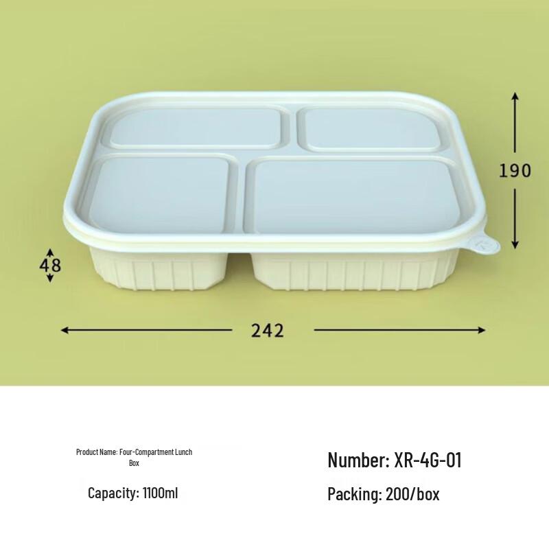 SPSR Corn Starch Biodegradable 4-Compartment Takeaway Containers