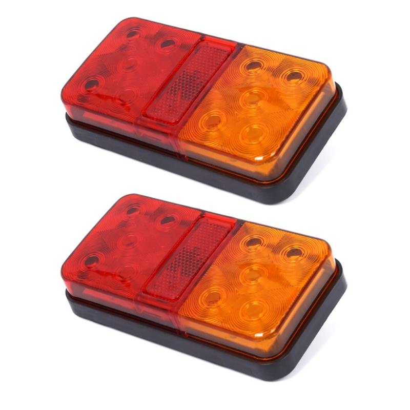 1 Pair 12V 10 LED Turn Signal Brake Running Tail Stop Light LED Trailer Tail Light Shockproof Amber Red Taillight Lamps