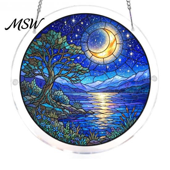 Light Refraction Sun Catcher Acrylic Puzzle Suncatcher, Colorful Window Hanging Ornament, 7.87 Inch Wall Art Decoration, Ideal for Gifting And