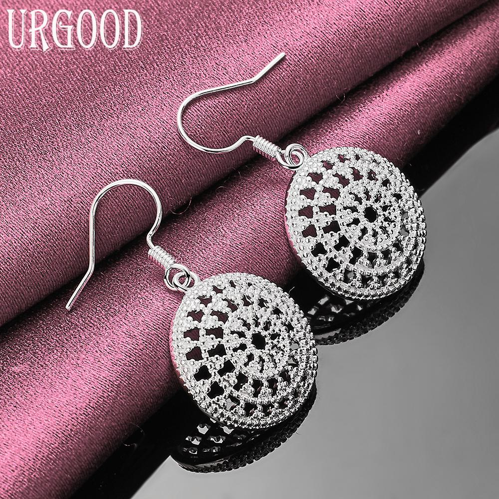 925 Sterling Silber Mode Runde Anhänger Ohrringe Hochzeitsschmuck