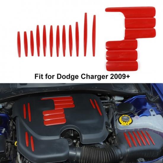 Red Central Console Interior Exterior Decor Set Cover Trim for Dodge Charger 15+