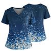 Women's Casual Printed V-Neck Pocket Side Slit Short Sleeved Top Short Sleeved Top