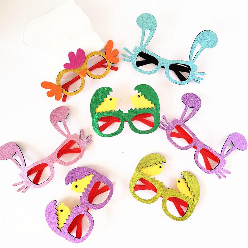 Easter Cartoon Glasses with Colorful Egg, Rabbit, Chick Designs for Adults and Kids - Perfect for Festival Parties