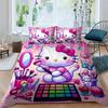 This Hello Kitty three-piece bedding set with a cartoon heart print, including one duvet cover and two pillowcases, makes a perf