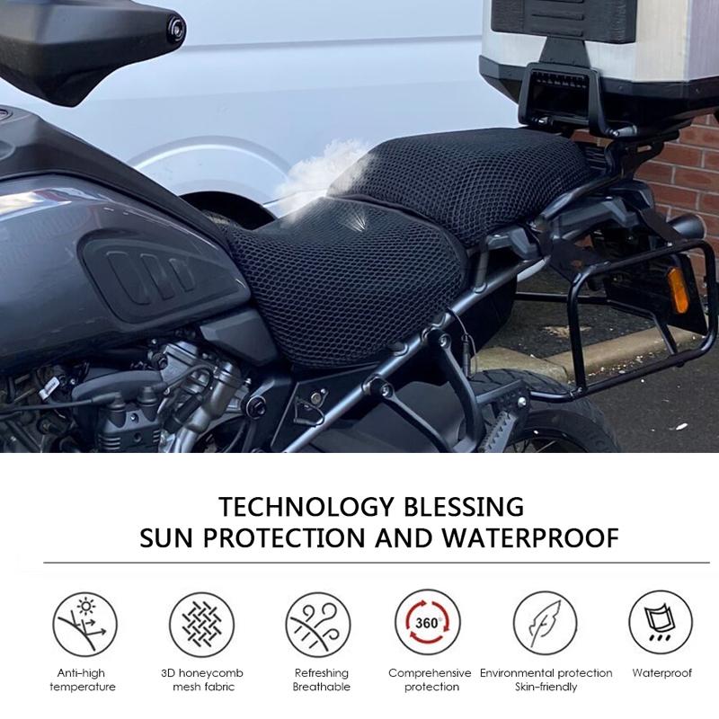 Pan America Accessories Motorcycle Seat Cover for Harley PA1250 PA 1250 S RA1250 2021-2022 Breathable Cushion Nylon Mesh Fabric