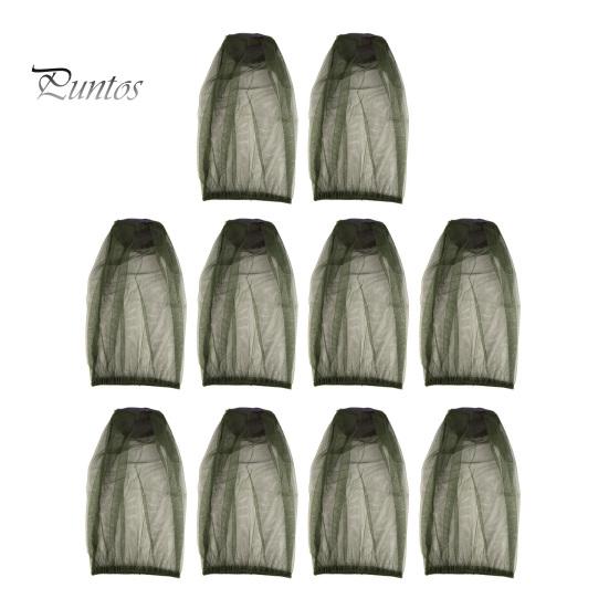 

10 шт. сетка для рыбалки, дышащая мелкая сетка, защита от летающих животных, мужчины, женщины, активный отдых на свежем воздухе, пеший туризм, кемпинг, скалолазание, сетка для лица, комплект чехлов на голову армия зеленый