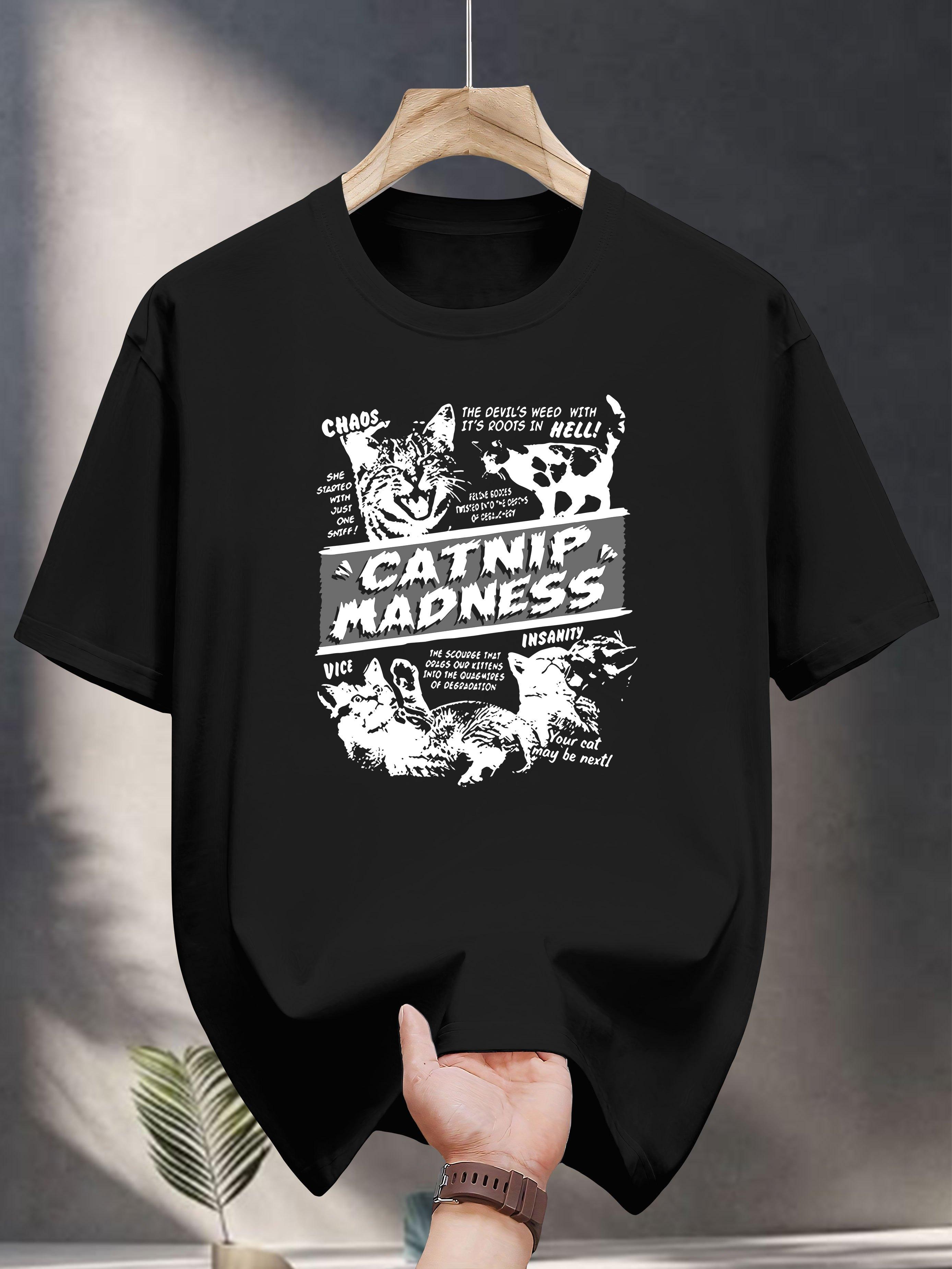 Catness Madness Graphic T-shirt - 100% Cotton Casual Summer Tee with Bold Print XXL