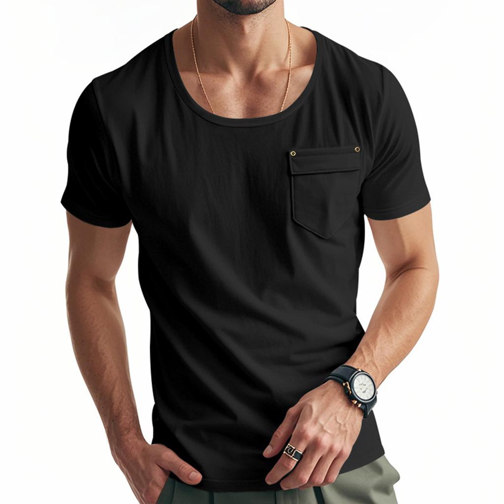 Men's Round Neck Short Sleeved Top Plus Size Casual Sports Short Sleeved Top