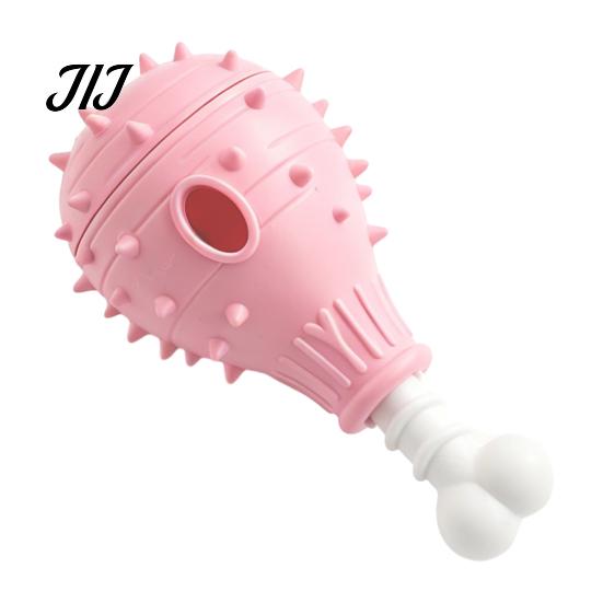 Food Leakage Puzzle Toys Dog Treat Dispenser Toy, Spiky Chicken Leg Chew Rubber Interactive Play for Boredom Feeder Aggressive Chewers, Dental