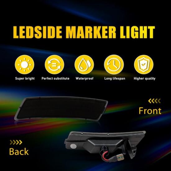 2X For 2012-19 Volkswagen Beetle Smoked Front Bumper LED Side Marker Light Amber