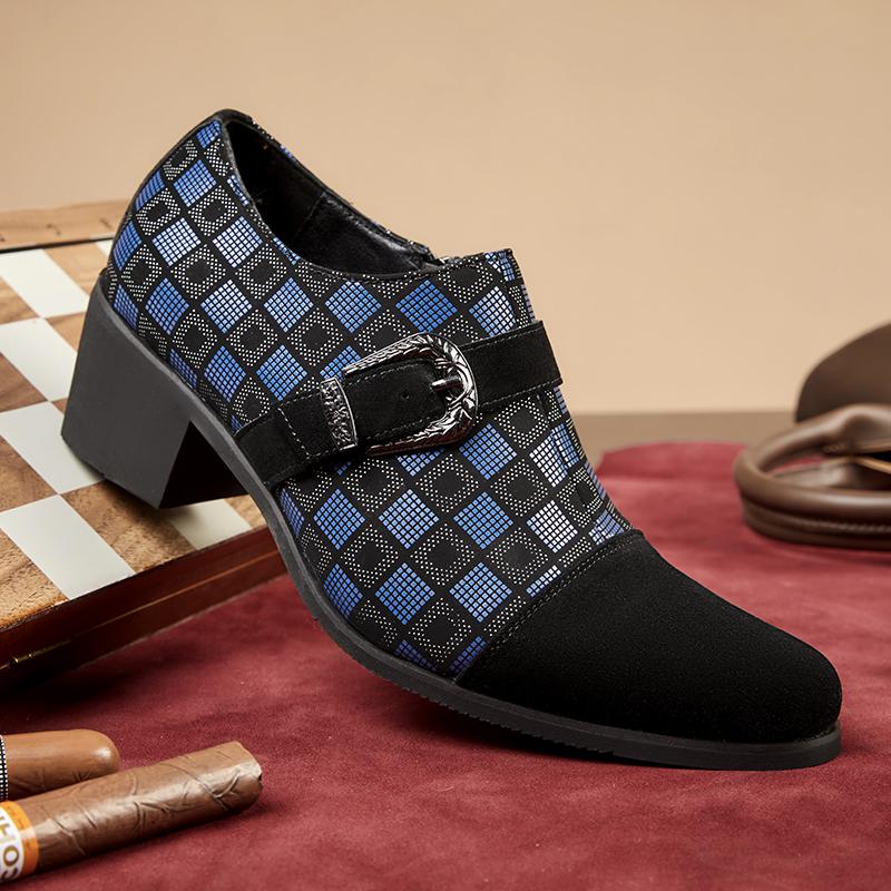 

Fashion New Classic High-heeled Leather Shoes for Men Men Shoes European American Fashion Individuality Cuban Leather Shoes Sizes 39-46 39 синій