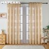 Cortina transparente de tule clássico e elegante, 1 peça, estilo NAPEARL, 10% blackout, versátil, jacquard, para cozinha, sala de estar, quarto, varanda, janela, decoração de casa