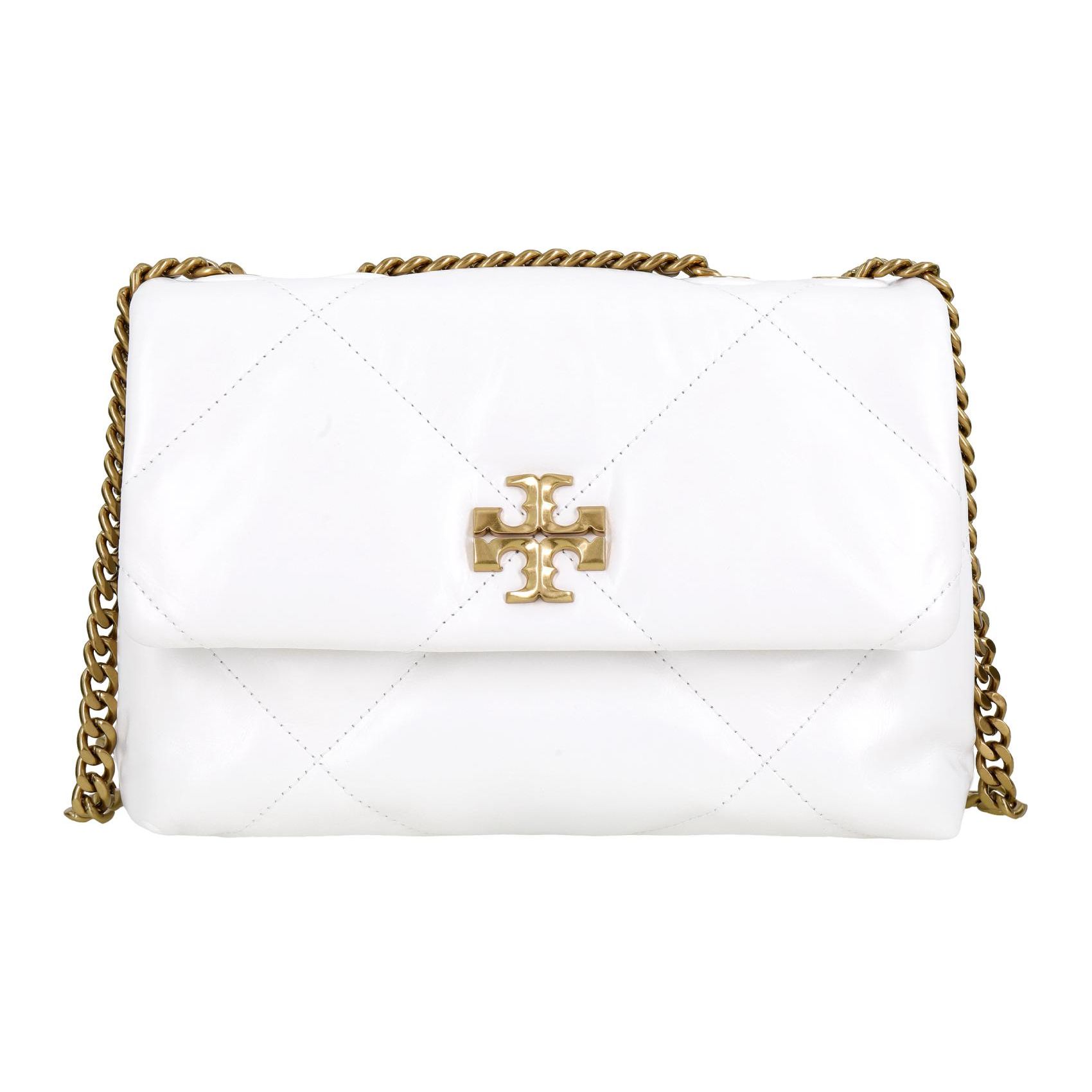 

Tory Burch Kira Chain Shoulder Bag Flap Closure Napa Leather Crossbody Women bags White 154706-100 Basic Set (Bag+Dust Bag)