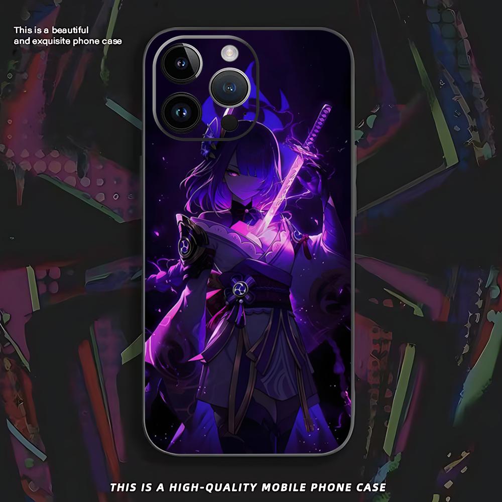 Genshin Impact Raiden Shogun Phone Case For iPhone 17 16 E 15 14 13 12 11 XS XR Plus Mini Pro Max Soft Black Shockproof Cover