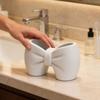Bow Shape Toothbrush Holder Cute Makeup Brushes Holder Shaver Organizer Rack 3D Printing Double-basin Toothbrush Toothpaste Rack