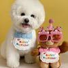 1pc Pet Bib Cats Dogs Burp Cloth Birthday Embroidery Cute Colorful Pets Supplies Bandana Party Clothing Dress Accessories TMZ