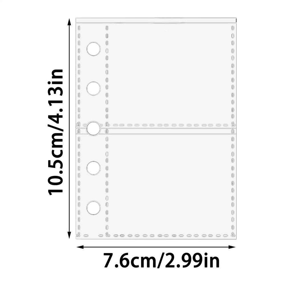 10Pcs M5 Binder Pockets 5-Ring Clear Folder Organizer Photocard Sleeve Sheets For Credit Business Card Money Protectors