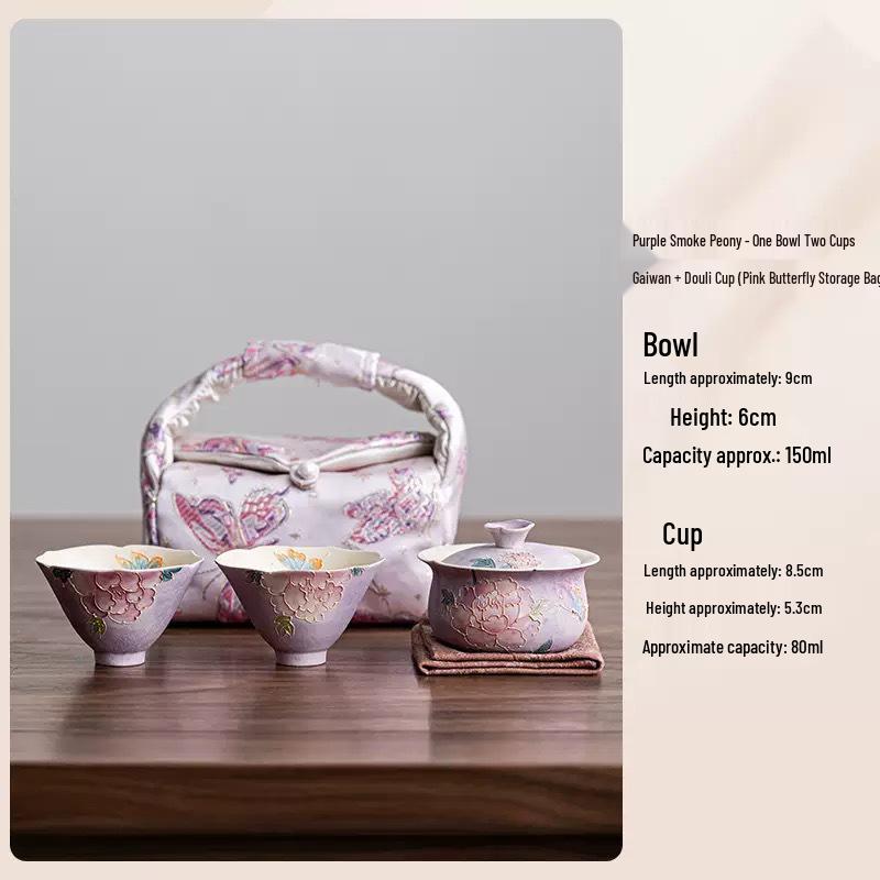 Hand-Painted Peony Ceramic Tea Set: Birthday & Mid-Autumn Gift