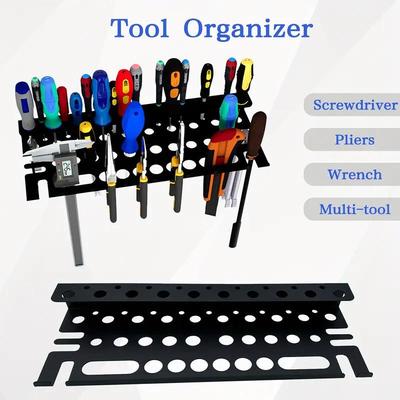 Wall-mounted Wrought Iron Tool Storage Rack for Screwdrivers, Hammers, and Pliers
