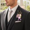 Durable Suit Pin Purple Wedding Boutonniere, Artificial Silk Flower Lapel for High-end Brooch Groom Bride Parents, Romantic Wrist Corsage Bridal Party