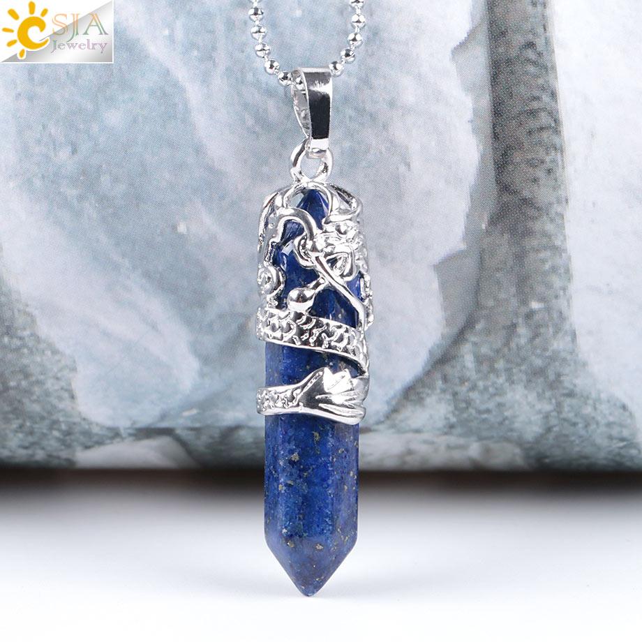 Dragon Crystals Necklace Stone Quartz Necklaces Natural Crystal Pendant Hexagonal Pendant Amethysts Jewelry for Women Men E853