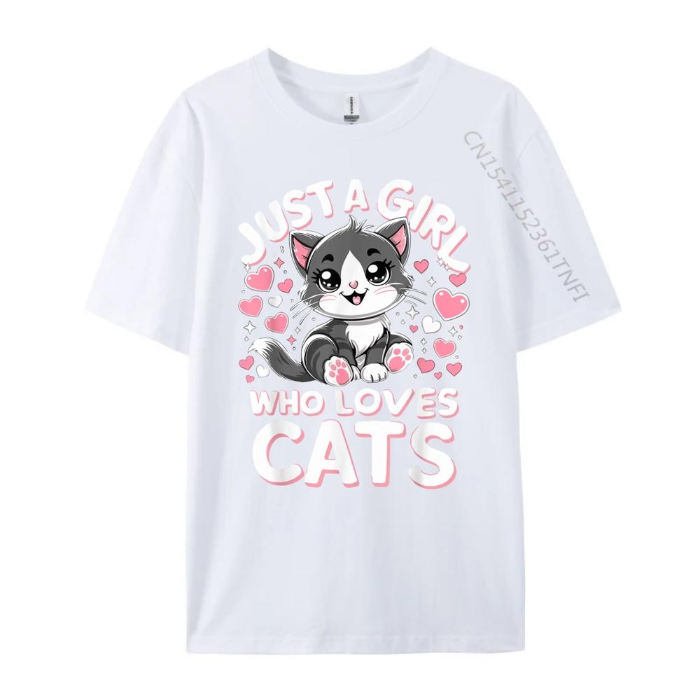 Just A Girl Who Loves Cats Cute Cat Oversized T Shirt Men TShirt