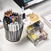 1pc Desk Organizer with 2 Drawer, Rotating Pen Holder for Desk, Desk Organizers and Accessories for Office Home Art Supplies