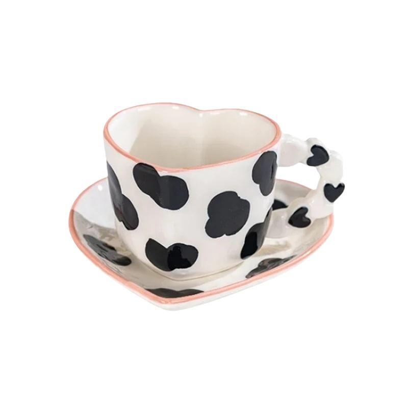 JUSTINLAU Ceramic Mug Valentine's Day Gifts Breakfast Coffee Milk Oat Cup Creative Couple Cup with Handle Home/Office Water Cups