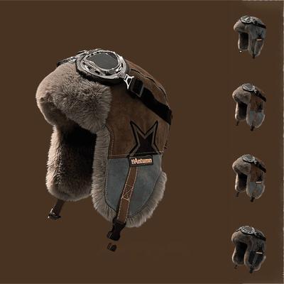 Wintermütze Unisex Retro Lei Feng Mütze mit warmem Fleece-Ohrschutz zum Radfahren und Motorradfahren