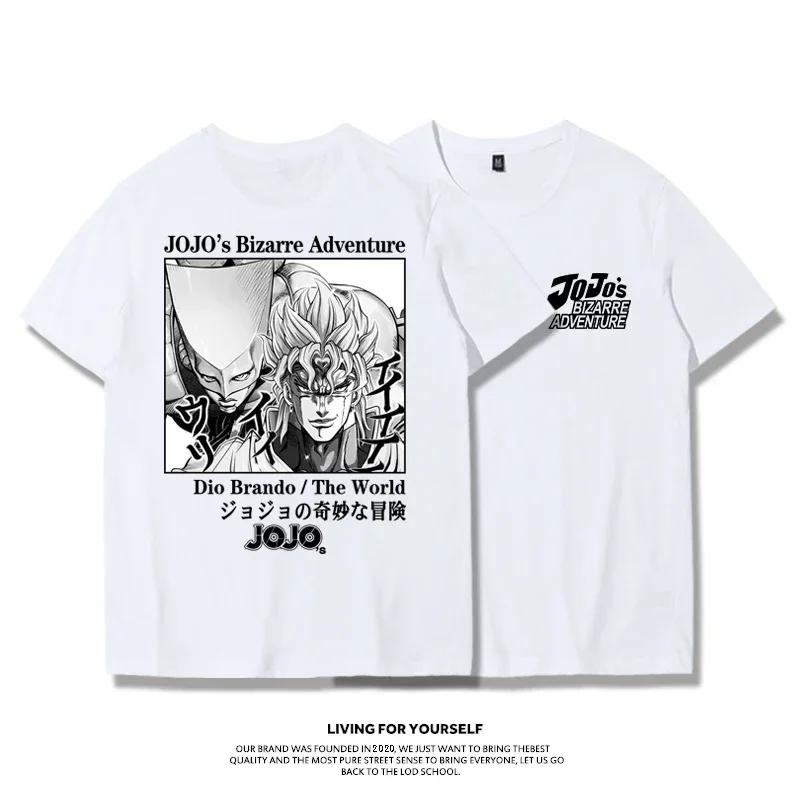 Summer 100% Cotton T-shirt Fashion Jojo Bizarre Adventure Men's Vaporwave Aesthetic Jotaro T-shirt Cotton Kujo Manga Tee