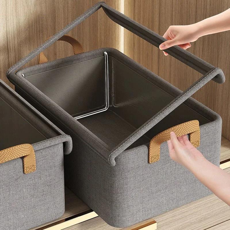 Steel Frame Folding Storage Boxes Dust-Proof Moisture-Proof Clothes Trousers Socks Home Organization Drawer Wardrobe Storage Box