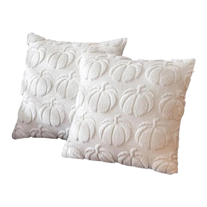 Fall Pillow Covers Fall Decorations Autumn Orange Pumpkin Throw Pillow Cases Soft Plush Faux Fur Wool Couch Cushion Case