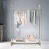 Modern Clothes Rack Freestanding, Gold Garment Rack with Wheels, Heavyweight Display Rack for Retail Store Boutique Bedroom Dorm