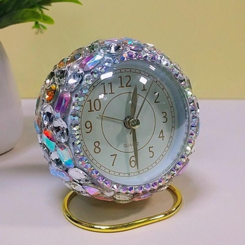 

Modern Table Clocks Creative Living Room Desk Clock Bedroom Silent Desktop Watch with Light Interior Decoration Accessories розовый