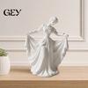 Retro Artistic Decoration 3D Printed Dancer Figurine, Elegant Dance Girl Statue with Flowing Dress, Aesthetic PLA Art Soft Lines Ballerina Sculpture