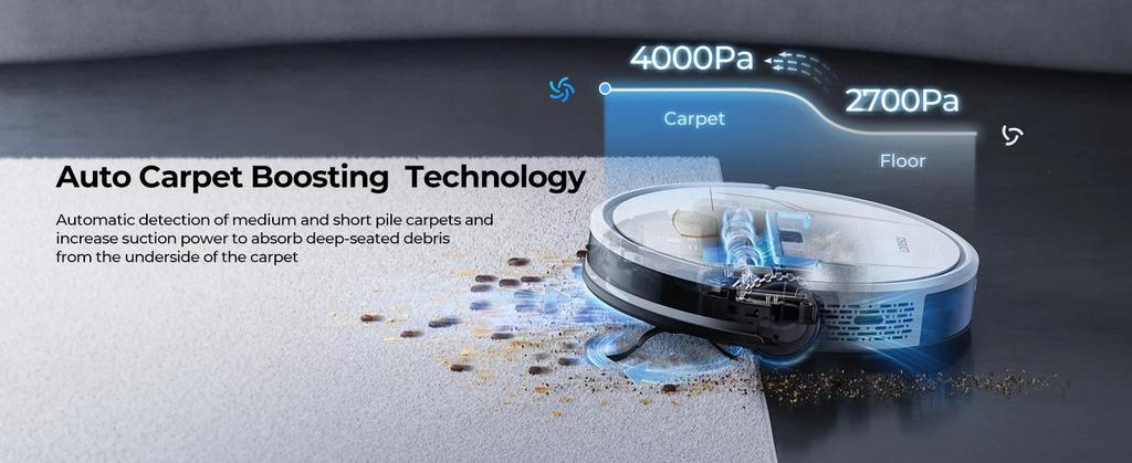 Robot Vacuum 4000Pa Suction with App Remote and Voice Control with Gyroscope Navigation Smart Sweeping Robot for Home Cleaning