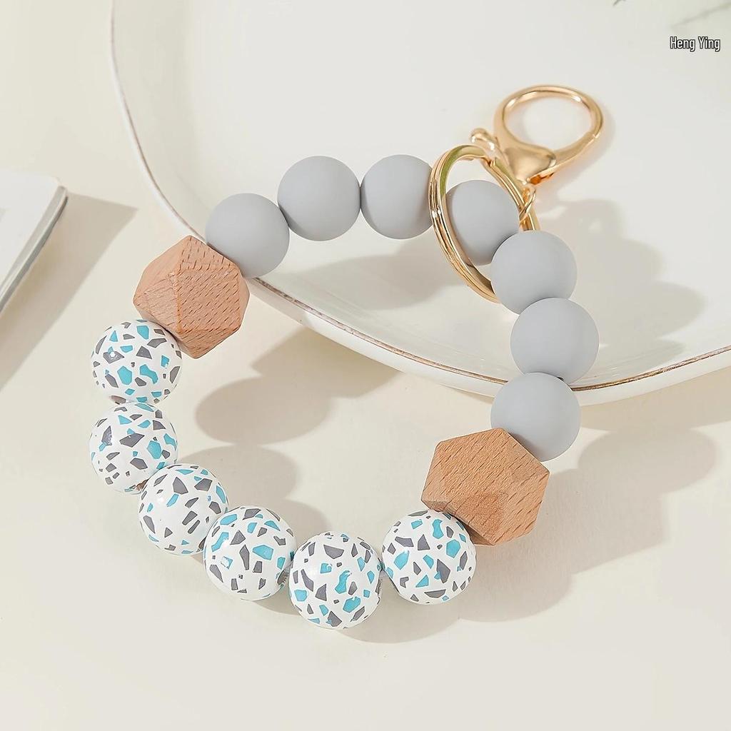 European & American Style Silicone Bead Keychain Bracelet Pendant