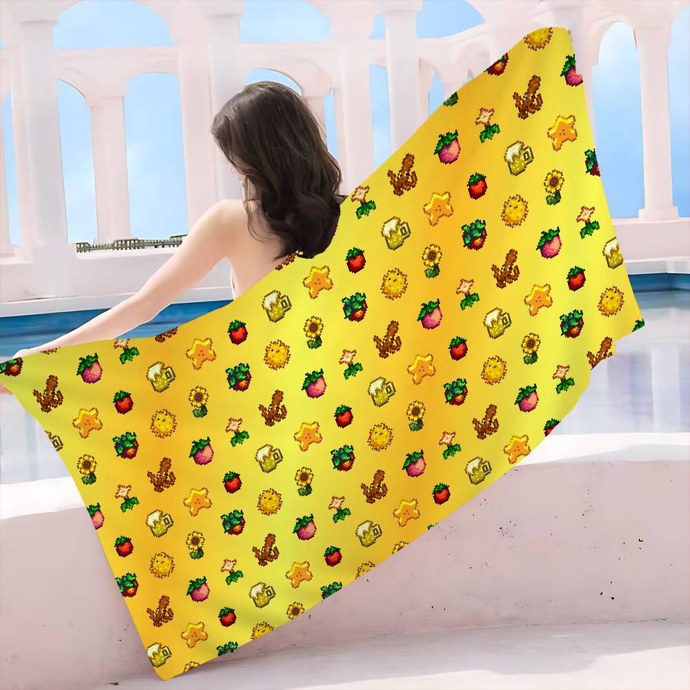 Farming Game S-Stardew V-Valley Beach Towel Colorful Bath Towels for Girl Microfiber Quick Dry Custom Sand Free Beach Yoga Spa