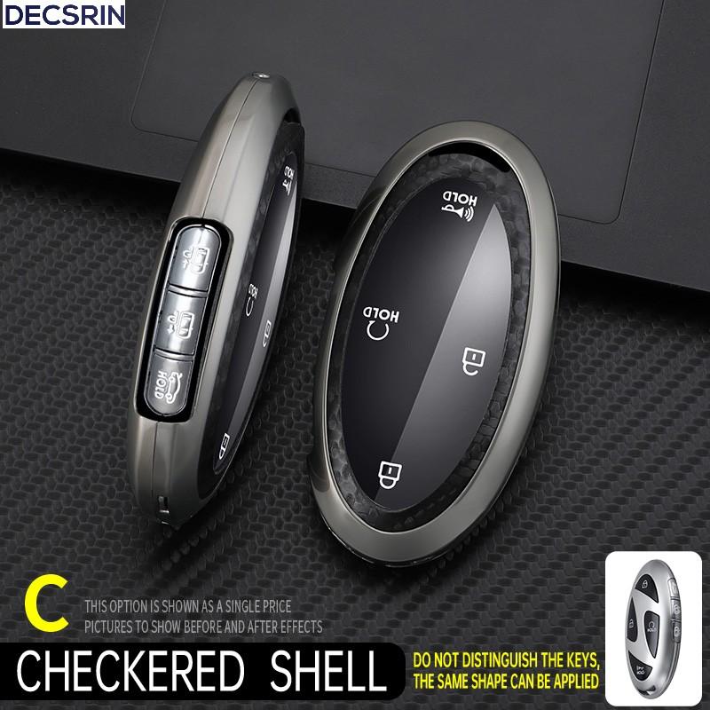 Étui de protection en alliage de zinc + cuir pour clé de voiture à 5 ou 7 boutons Pour Hyundai Kona Ev Grandeur Gn7 Ioniq 6 Accessoires gray