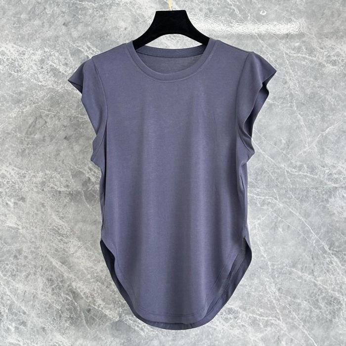 

Женская легкая утягивающая футболка для йоги - Быстросохнущая, дышащая молочная шелковистая ткань L