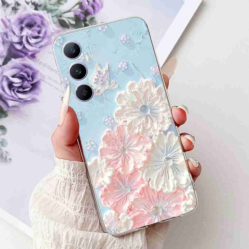 For Realme C65 Case Cute Cartoon Butterfly Cover Soft Silicone Phone Case Fundas For Realme C 65 C65 RealmeC65 4G Bumper