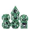 Cusdie Dračí duté kovové DND kostky 7 ks D4-D20 Polyedrická sada kostek se železnou krabičkou pro RPG hru Pathfinder Stolní hry